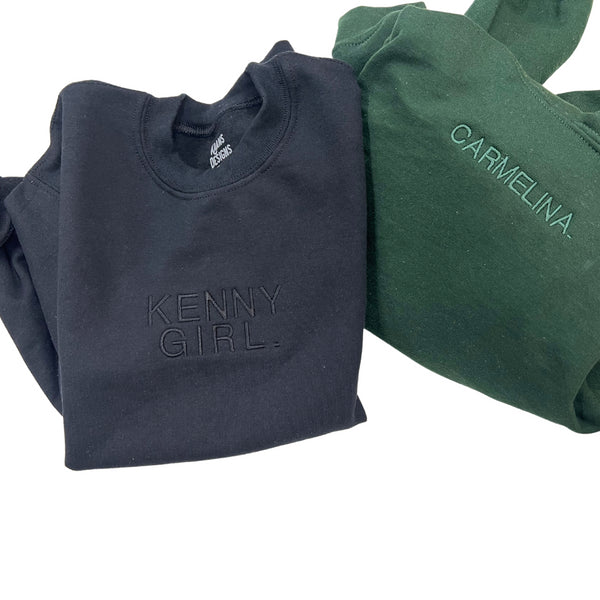 Custom Tone on Tone Embroidery - Youth and Adult Multiple Colors